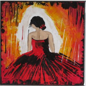 Keilrahmen 30x30cm.
Titel: Spanische Dame.